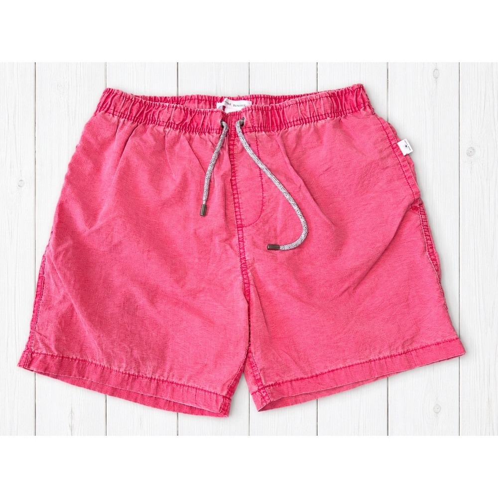 Vintage Summer Swim Trunks Pink Elastic Waist Drawstring Mesh Lined Beach Size M